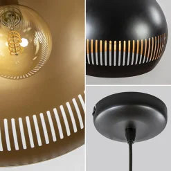 Straluma Ronde hanglamp koepel zwart/goud 40 cm></noscript> Eettafellampen|Woonkamerlampen