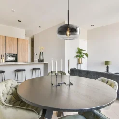 Straluma Ronde hanglamp zwart met smoke/helder glas gradient><noscript><img width=