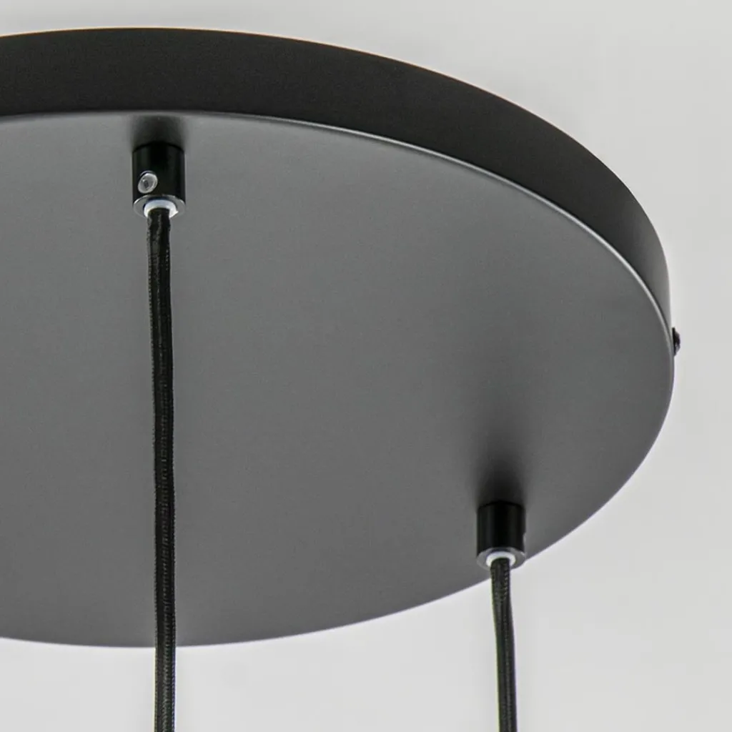 Straluma Ronde hanglamp zwart/goud met amber glas> Eettafellampen|Pendel Lampen