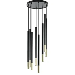 Straluma Ronde 8-lichts hanglamp cilinders zwart goud> Keukenverlichting|Halverlichting