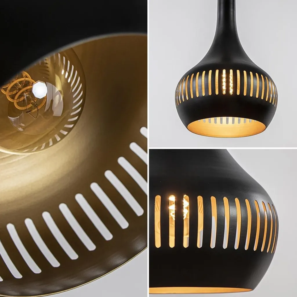 Straluma Ronde 3-lichts hanglamp mat zwart met goud> Eettafellampen|Eetkamerverlichting