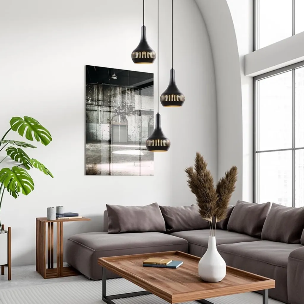 Straluma Ronde 3-lichts hanglamp mat zwart met goud> Eettafellampen|Eetkamerverlichting