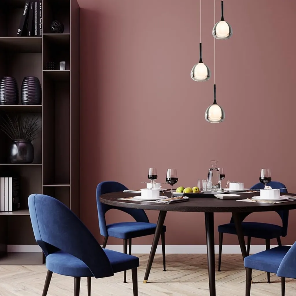 Straluma Ronde 3-lichts hanglamp zwart met smoke glas> Pendel Lampen|Keukenverlichting