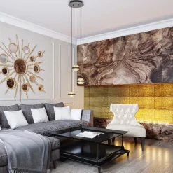 Straluma Ronde 3-lichts hanglamp zwart/champagne LED><noscript><img width=