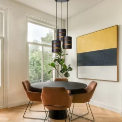 Straluma Ronde 3-lichts hanglamp zwart met goud><noscript><img width=