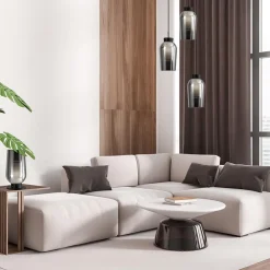 Straluma Ronde 3-lichts hanglamp zwart/marmer met smoke glas><noscript><img width=