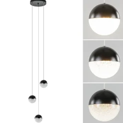 Straluma Ronde 3-Lichts LED hanglamp met zwarte bollen dimbaar> Hanglampen|Pendel Lampen
