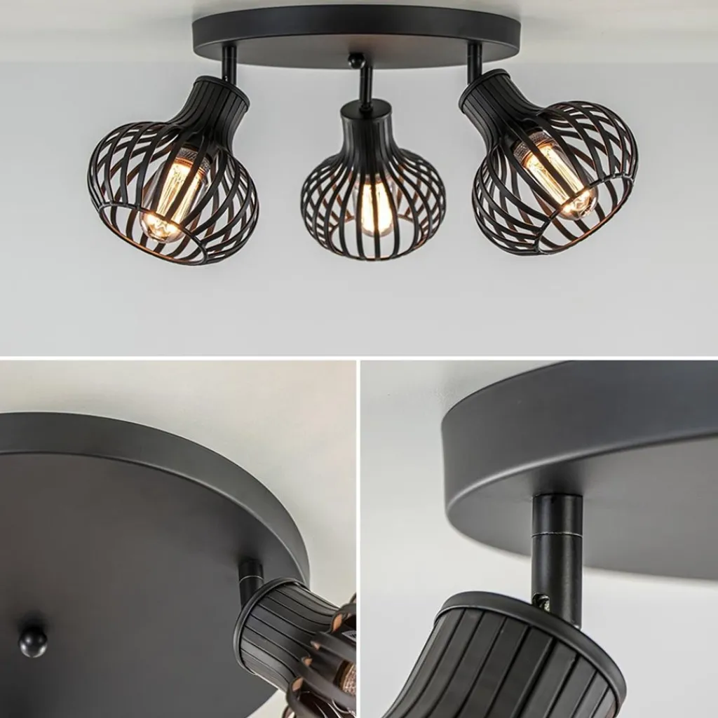 Straluma Ronde 3-lichts plafondlamp met verstelbare kappen> Draadlampen|Slaapkamerlampen