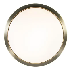 Straluma Ronde plafondlamp brons met wit glazen kap><noscript><img width=