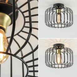 Straluma Ronde plafondlamp draad zwart met goud><noscript><img width=