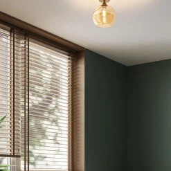 Straluma Ronde plafondlamp goud met amber glas><noscript><img width=