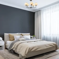 Straluma Ronde plafondlamp 5-lichts zwart met taupe kapjes><noscript><img width=