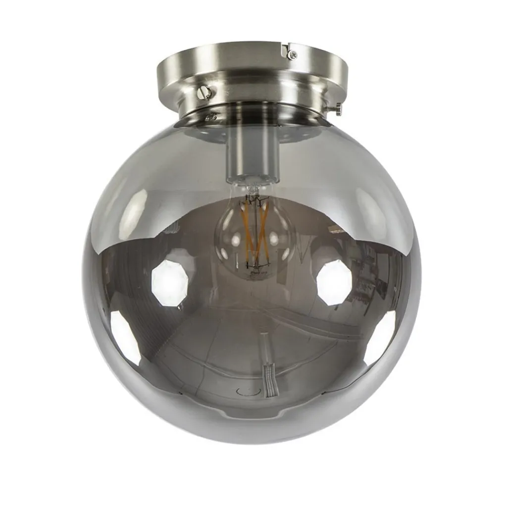 Straluma Ronde plafondlamp smokey glas met nikkel> Keukenverlichting|Halverlichting