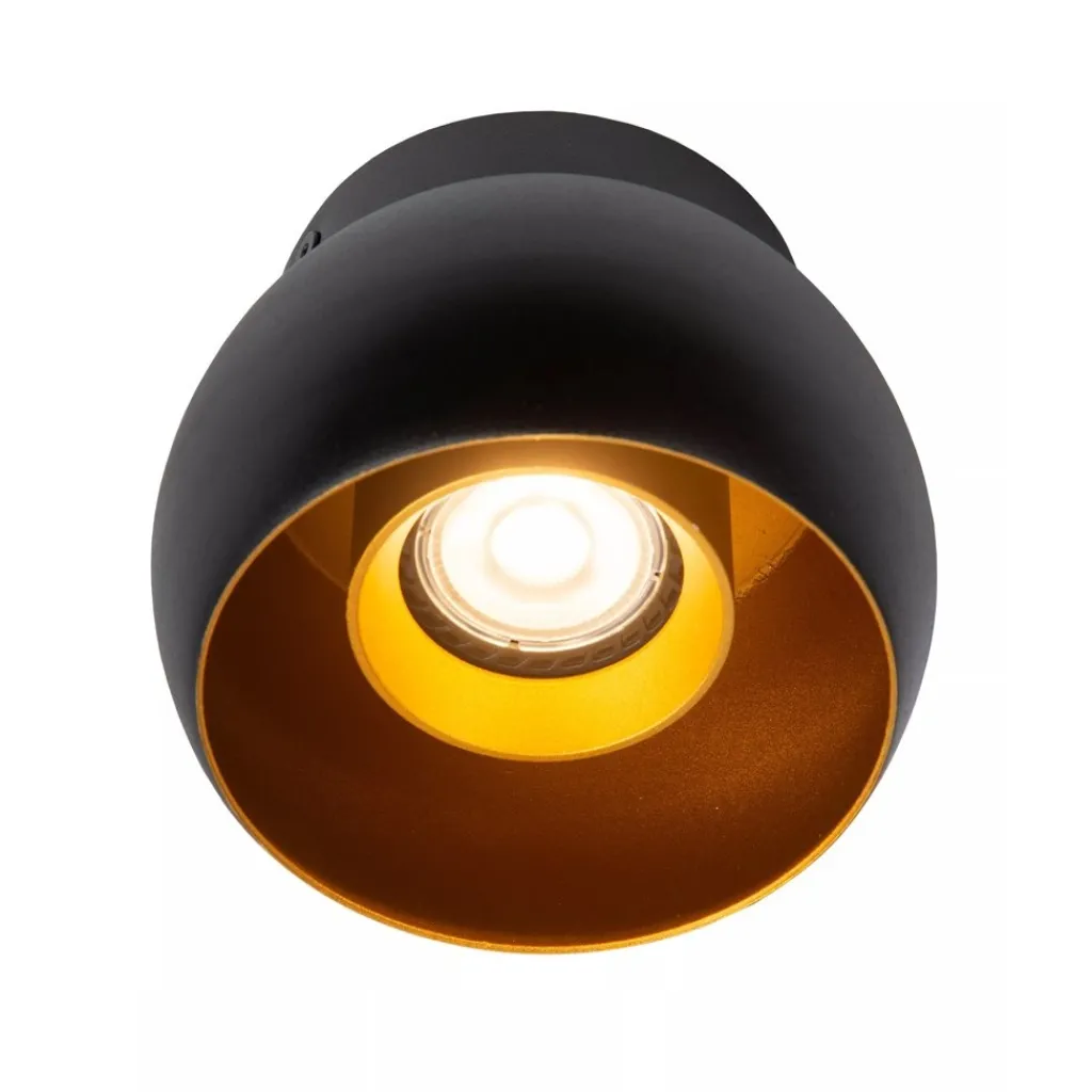 Straluma Ronde plafondspot zwart met goud GU10> Plafondlampen|Opbouwspots