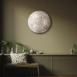 Straluma Ronde schelpen wandlamp wit/parelmoer 60 cm></noscript> Schelpenlampen|Halverlichting