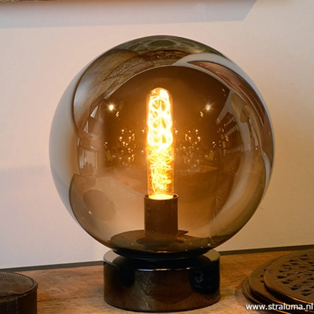 Straluma Ronde tafellamp smokey glas> Woonkamerlampen|Slaapkamerlampen