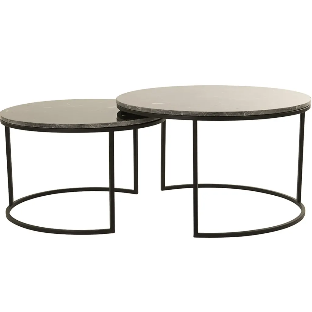 Straluma Salontafel Alfio set van 2 bruin marmer met zwart> Light and Living|Salontafels