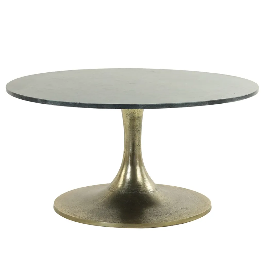 Straluma Salontafel Rickerd groen marmer met antiek bronzen poot> Light and Living|Salontafels