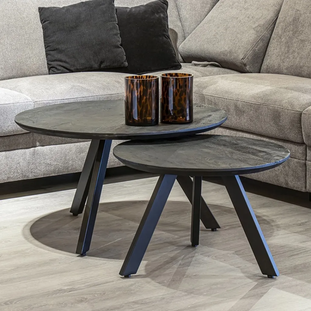 Straluma Salontafel rond hout zwart 60 cm> Bijzettafels|Salontafels