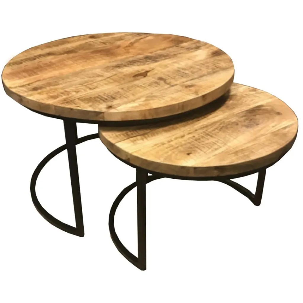Straluma Salontafel set van 2 rond hout> Bijzettafels|Salontafels