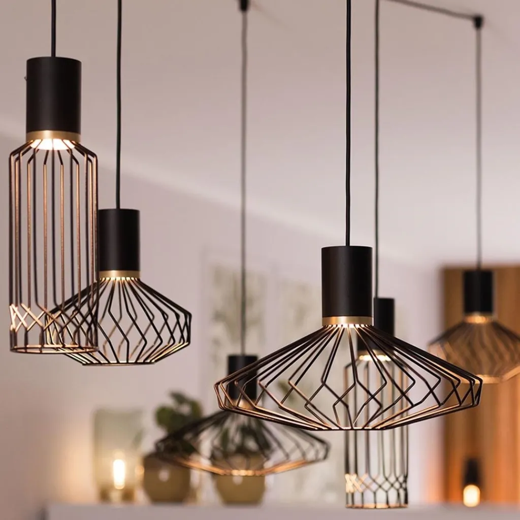 Straluma Samengestelde 6-lichts hanglamp spin met zwarte kappen> Eettafellampen|Keukenverlichting