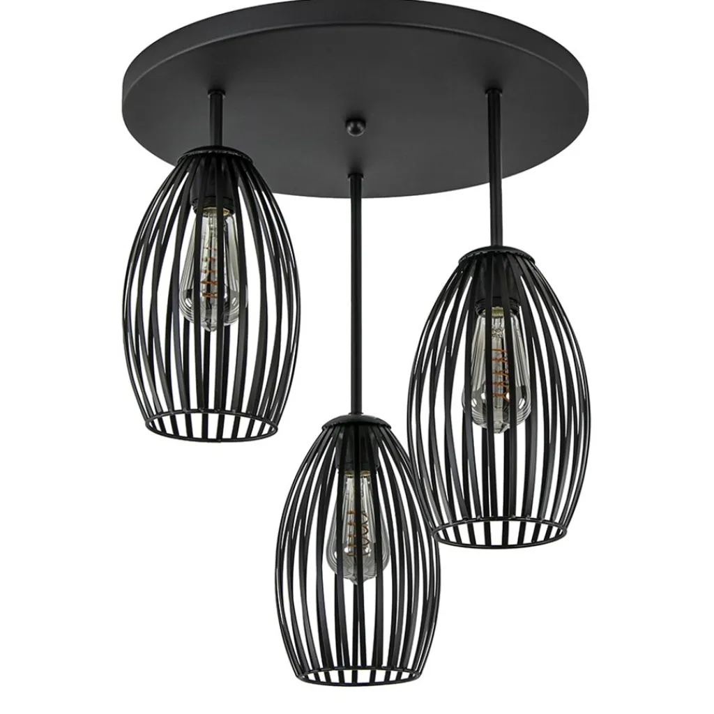 Straluma Scandinavische 3-lichts plafondlamp mat zwart> Plafondlampen|Draadlampen