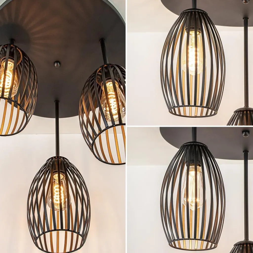 Straluma Scandinavische 3-lichts plafondlamp mat zwart> Plafondlampen|Draadlampen