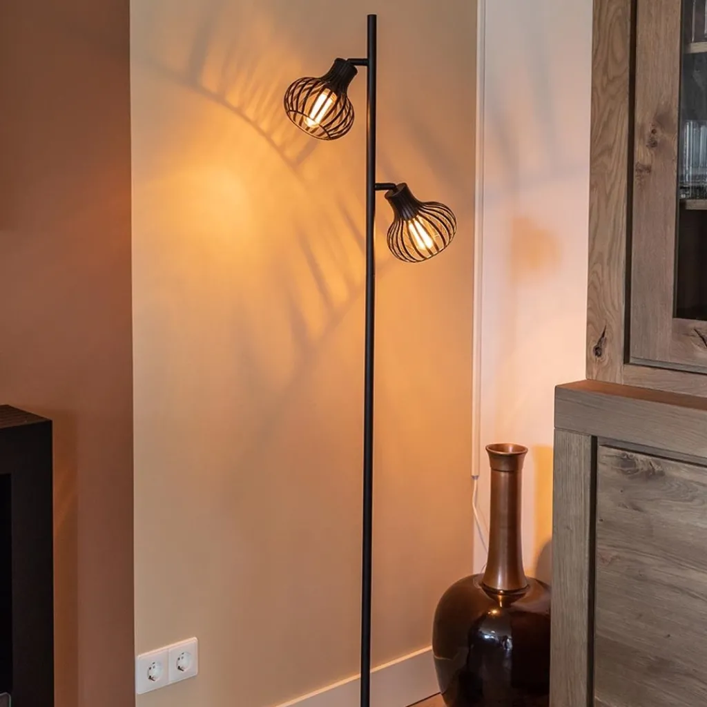 Straluma Scandinavische 2-lichts vloerlamp met draadkapjes> Draadlampen|Woonkamerlampen