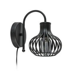 Straluma Scandinavische wandlamp mat zwart met snoer> Draadlampen|Woonkamerlampen