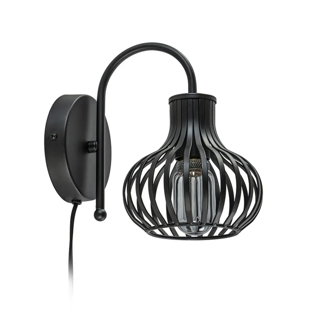 Straluma Scandinavische wandlamp mat zwart met snoer> Draadlampen|Woonkamerlampen