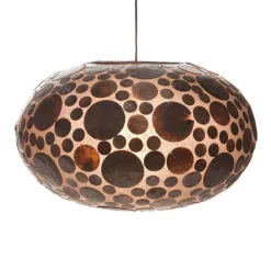 Straluma Schelpen hanglamp Ufo coin gold 40cm></noscript> Eettafellampen|Schelpenlampen