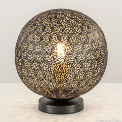 Straluma Sfeervolle tafellamp zwart/goud rond> Tafellampen|Moderne Verlichting