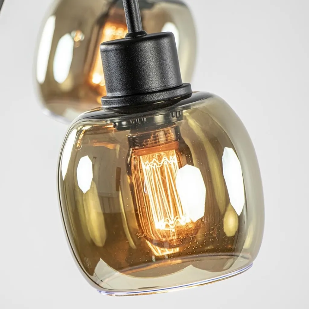 Straluma Sierlijke vloerlamp mat zwart met smoke glazen kappen> Klassieke Verlichting|Woonkamerlampen