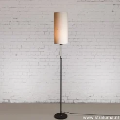 Straluma Smalle vloerlamp zwart-staal linnen kap> Schemerlampen|Woonkamerlampen