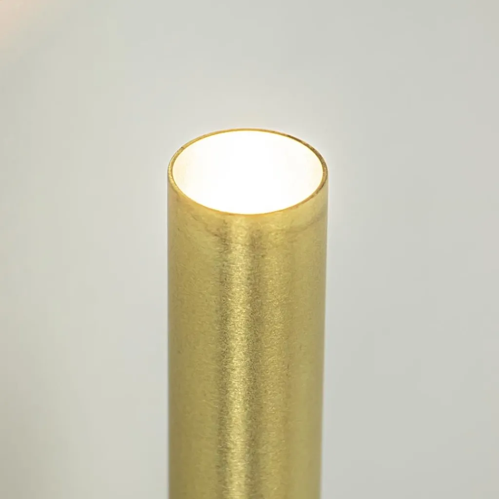 Straluma Smalle wandlamp cilinder zwart met solid brass> Woonkamerlampen|Slaapkamerlampen
