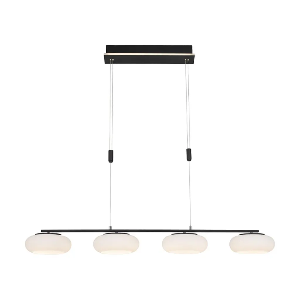 Straluma Smart eettafelhanglamp mat zwart met opaal glas> Hanglampen|Smart lampen