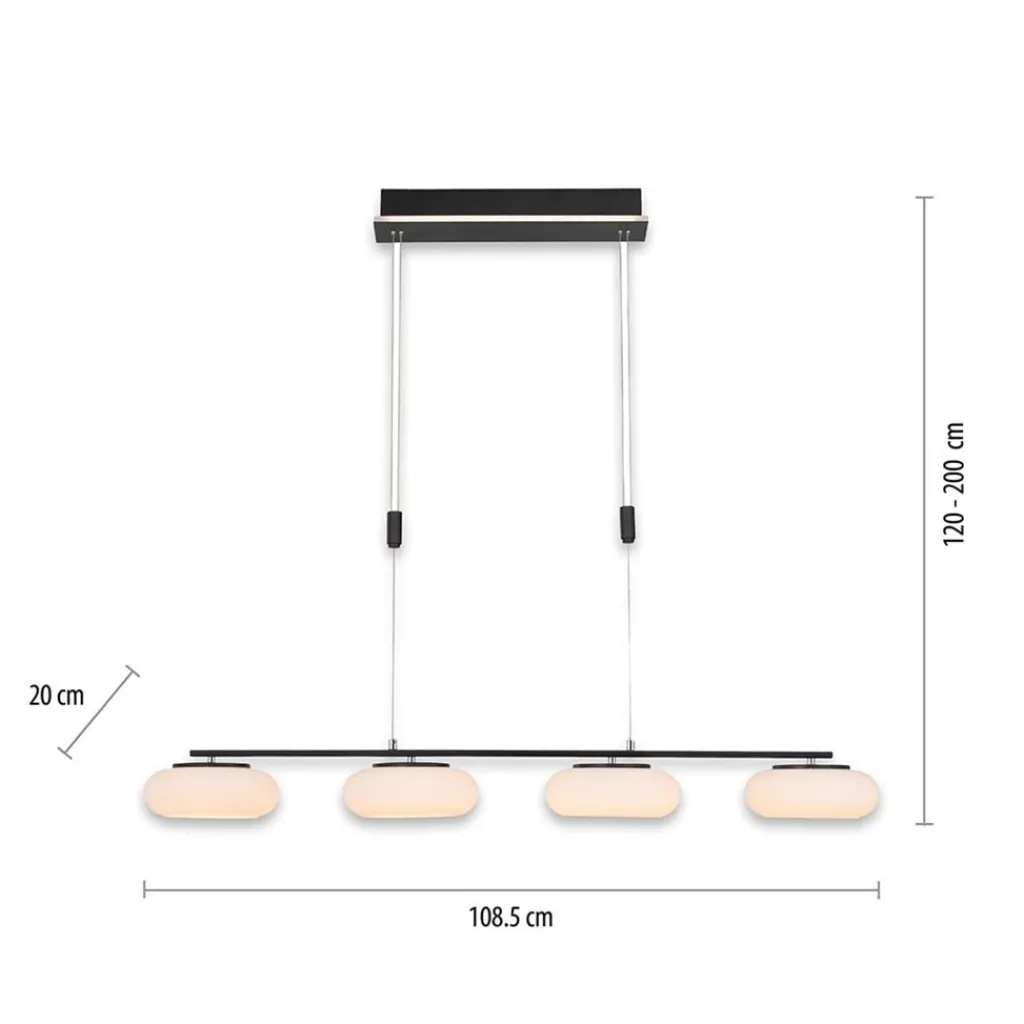 Straluma Smart eettafelhanglamp mat zwart met opaal glas> Hanglampen|Smart lampen