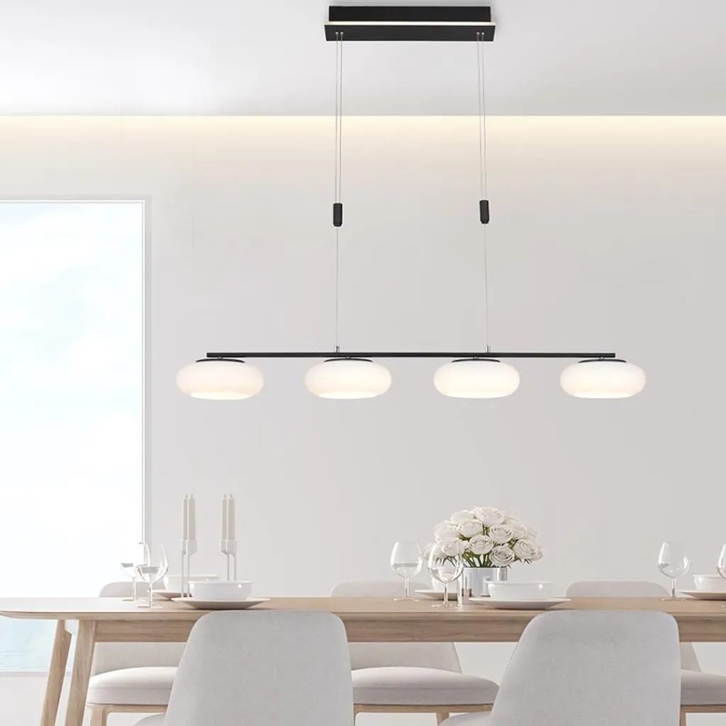 Straluma Smart eettafelhanglamp mat zwart met opaal glas> Hanglampen|Smart lampen