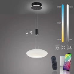 Straluma Smart hanglamp mat zwart met opaal glazen kap> Hanglampen|Smart lampen