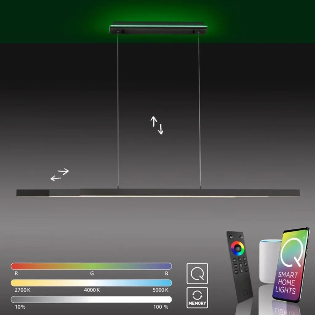 Straluma Smart hanglamp mat zwart verstelbaar> Hanglampen|Smart lampen