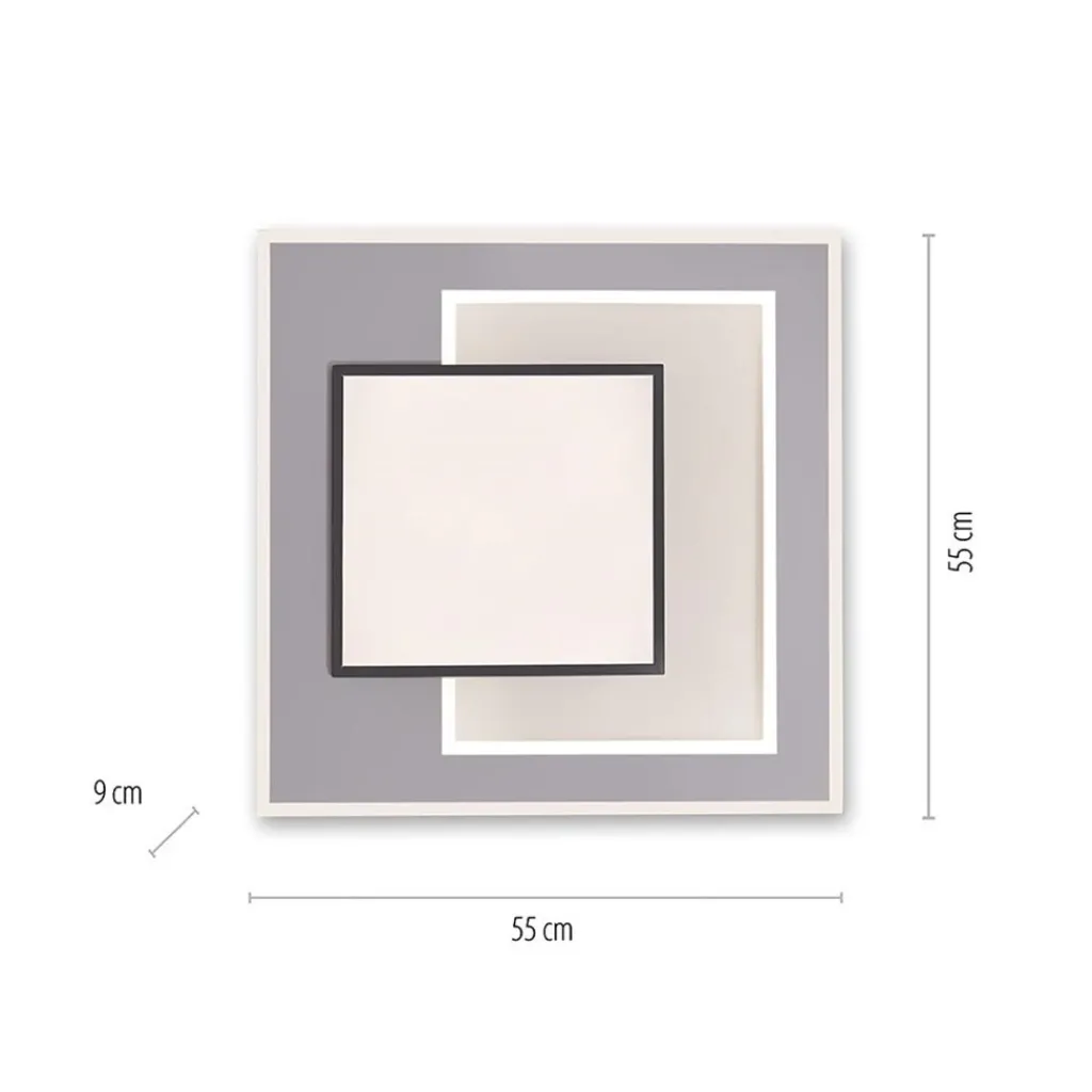 Straluma Smart plafondlamp zwart met grijs vierkant> Plafondlampen|Smart lampen