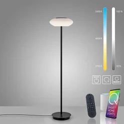 Straluma Smart vloerlamp zwart met wit glas dimbaar></noscript> Vloerlampen|Smart lampen