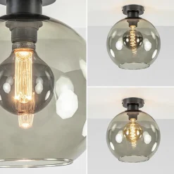 Straluma Smoke glazen plafondlamp globe 25 cm></noscript> Woonkamerlampen|Slaapkamerlampen