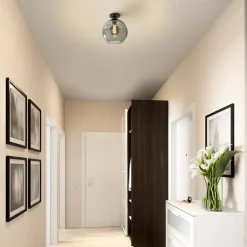 Straluma Smoke glazen plafondlamp globe 25 cm></noscript> Woonkamerlampen|Slaapkamerlampen