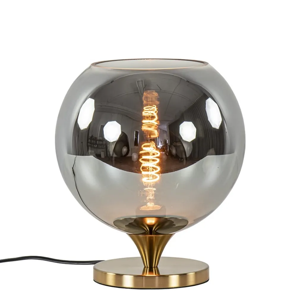Straluma Smoke glazen tafellamp met gouden voet> Tafellampen|Luxe Verlichting