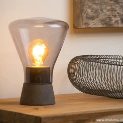 Straluma Smoke glazen tafellamp met betonnen voet><noscript><img width=