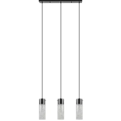 Straluma Speelse hanglamp zwart met helder glas 3-lichts> Eettafellampen|Pendel Lampen