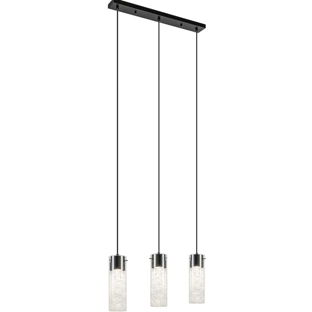 Straluma Speelse hanglamp zwart met helder glas 3-lichts> Eettafellampen|Pendel Lampen