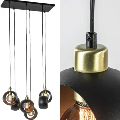 Straluma Speelse 6-lichts hanglamp zwart met goud> Eettafellampen|Pendel Lampen