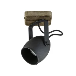 Straluma Spot 1-lichts zwart met hout> Wandlampen|Opbouwspots